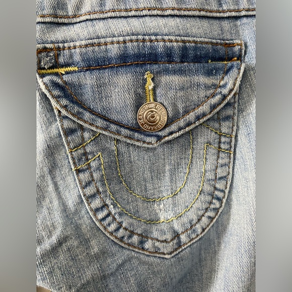 True Religion Blue Boot Cut Jeans with Signature Stitching - Picture 7 of 13